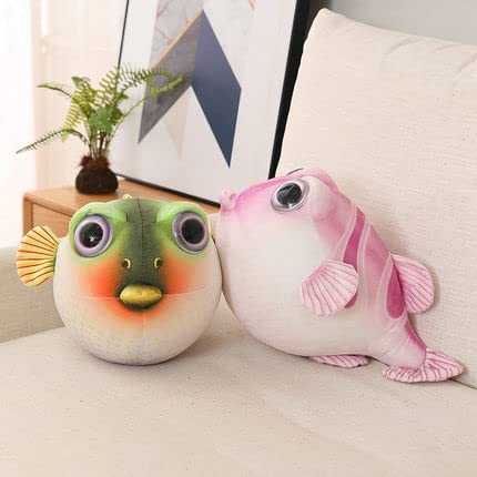 ZHONGXIN MADE Cute Pufferfish Plush - Soft 10inch Pink Stuffed Animal, Polyester, Lifelike Design, Perfect Gift for Kids