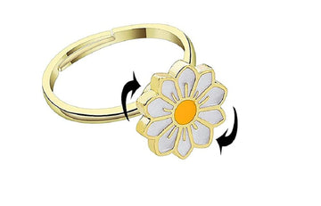 Fidget Spinner Rings Butterfly Daisy Flower Rotating Spinning Anxiety Ring for Women Adjustable Open Sunflower Ring Fidget Rotat