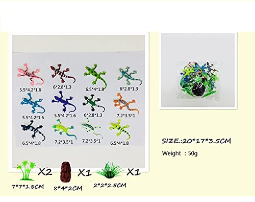 Smilersmile Animal Assorted Mini Plastic Figures Toy Set, Educational Party Cake Topper, Goody Bag Filler (12Pcs Small Lizard)