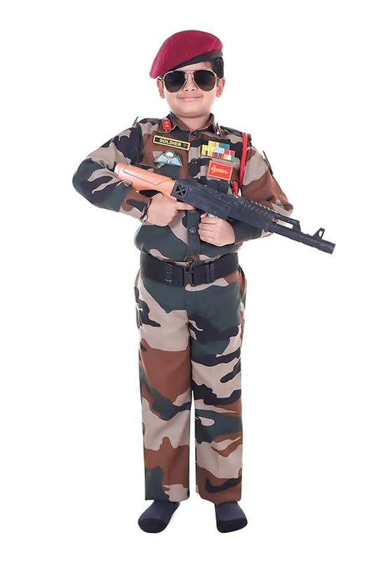 CHIKLOO Army Dress for Kids | Indian Military Soldier Fancy Dress Costume | Army Uniform for Boys & Girls | School Fancy Dress &