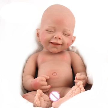 Dangtpor 16Inch Realistic Newborn Baby Doll Girl Platinum Liquid Full Solid Soft Silicone Reborn Baby Doll 3D Painted Skin Visible Veins Weighted Sleeping Doll Closed Eyes, (Boy)