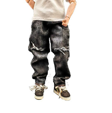Meetoget 1/6 Scale Male Figure Doll Denim Ripped Jeans Pants Clothes For 12 Inch Action Figure Pm104Us,Ripped Black