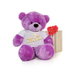 Click4Deal Big Teddy Bear 3 Feet Long Wearing A Be My Valentine T-Shirt (Bear 91 Cm) (Purple)