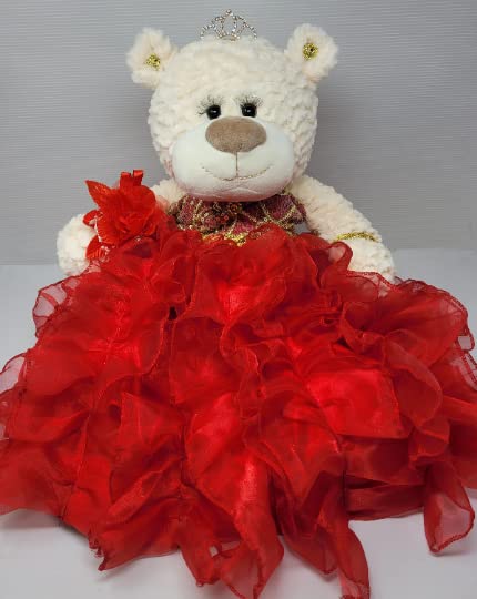 Kinnex Collections Since 1997 20'' Quince Anos Quinceanera Last Doll Teddy Bear With Dress (Centerpiece) ~ Arc16831-14R (Red)