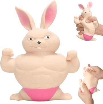 Squishy Rabbit Toy,Squeeze Toy, Stretchy Glue-Sand Filled Rubber Rabbit,Stress Relief Toy and Adults for Anxiety, and Autism, Mu
