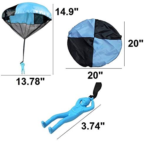 Toys+ 2 Pack Tangle Free tossing Parachute Men with Large 20 Parachutes! Blue  Orange  Pink and Yellow for Kids and Children Parachute Man