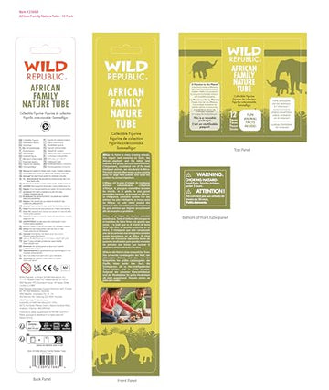 Wild Republic African Family Animal Figurines Tube  Zoo Animal Toys  Elephant  Lion  Giraffe and Cheetah Families Collection