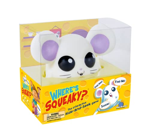 Blue Orange Where’s Squeaky Fun Interactive Mouse Game - Educational Hide-and-Seek for 2-10 Players, Ages 4+, Plastic, White, Model 09026