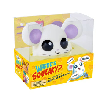 Blue Orange Where’s Squeaky Fun Interactive Mouse Game - Educational Hide-and-Seek for 2-10 Players, Ages 4+, Plastic, White, Model 09026