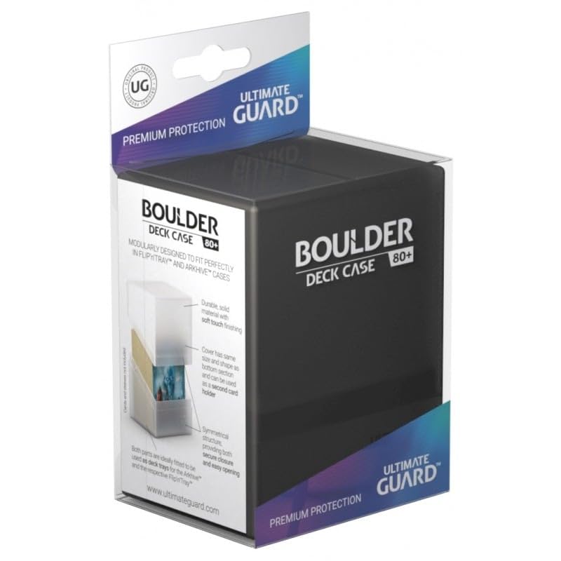 Ultimate Guard Boulder 80+, Deck Case For 80 Double-Sleeved Tcg Cards, Onyx, Secure & Durable Storage For Trading Card Games, Soft-Touch Finish
