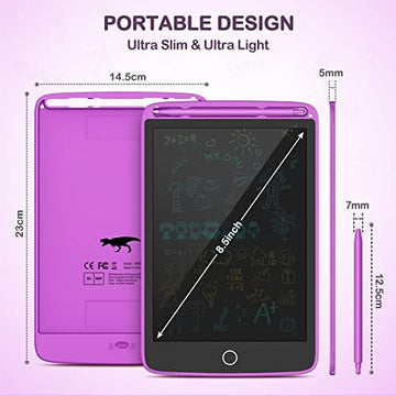 2 Pack Lcd Writing Tablet, Colorful Screen Doodle Board 8.5 Inch Drawing Tablet For Kids, Learning Toys Birthday Gifts Travel Activity Games For 3 4 5 6 Year Old Boys And Girls Toddlers(Purple Pink)