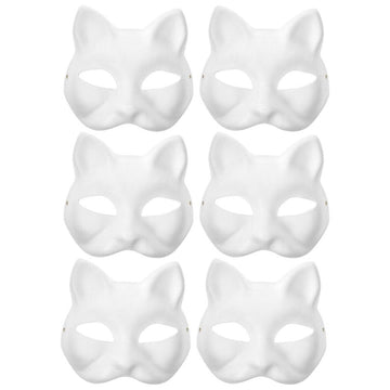 IMIKEYA Cat Mask 6pcs White Paper Fox Masks Blank Mask Unpainted Wolf Animal Half Facemasks DIY Paint Masquerade Mask Costume Pr