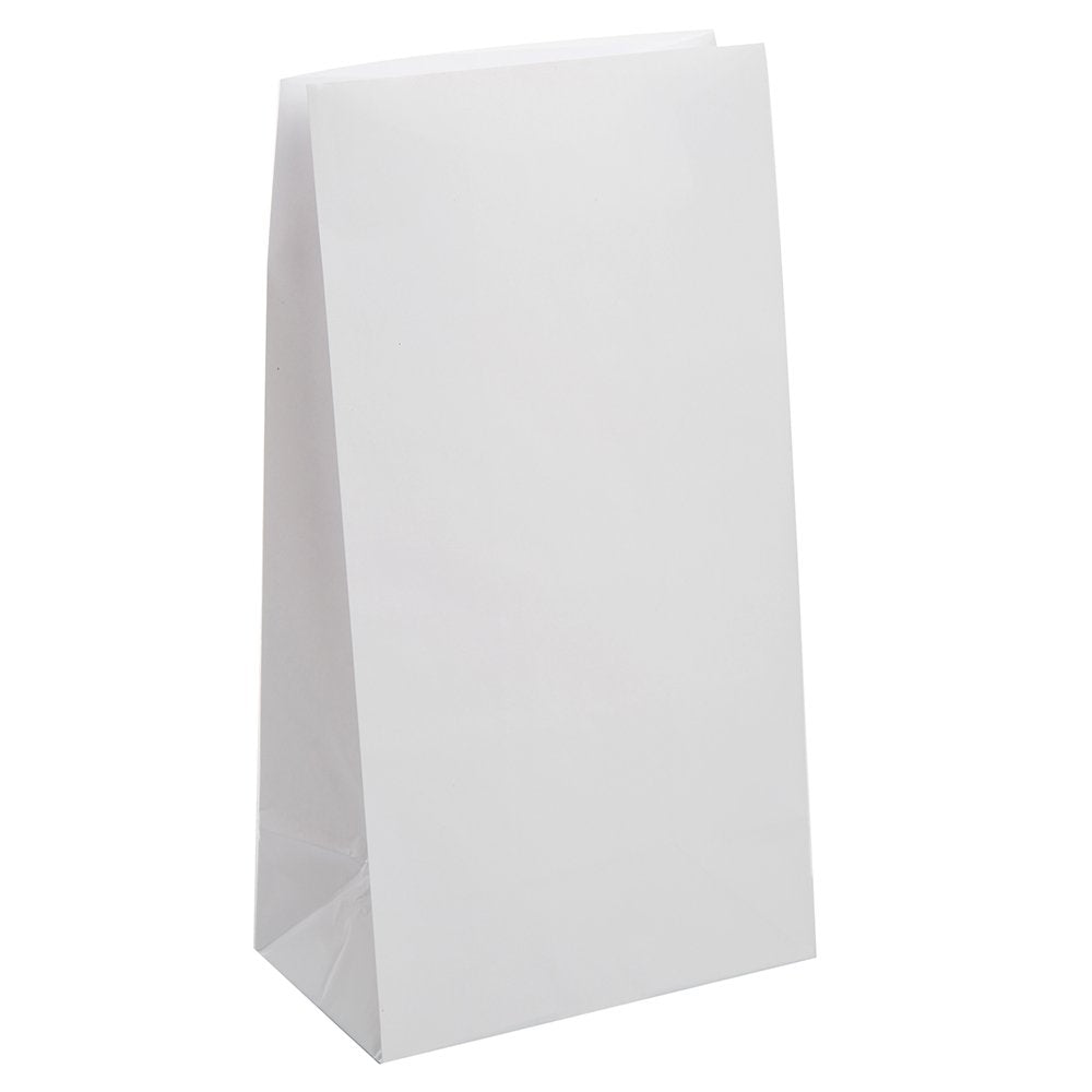 White Paper Party Bags, Pack Of 12 - Best For Any Occasion, Eco-Friendly And Stylish Alternative To Plastic, Perfect For Gifts A