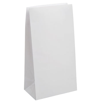 White Paper Party Bags, Pack Of 12 - Best For Any Occasion, Eco-Friendly And Stylish Alternative To Plastic, Perfect For Gifts A