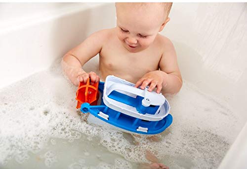 Green Toys Paddle Boat - Blue/Grey Bath Toy, BPA-Free, Dishwasher Safe, 1 EA, Made from Recycled Plastic, Model PDBA-1343