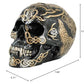 Ptc 7 Inch Black And Gold Color Celtic Pattern Skull Statue Figurine