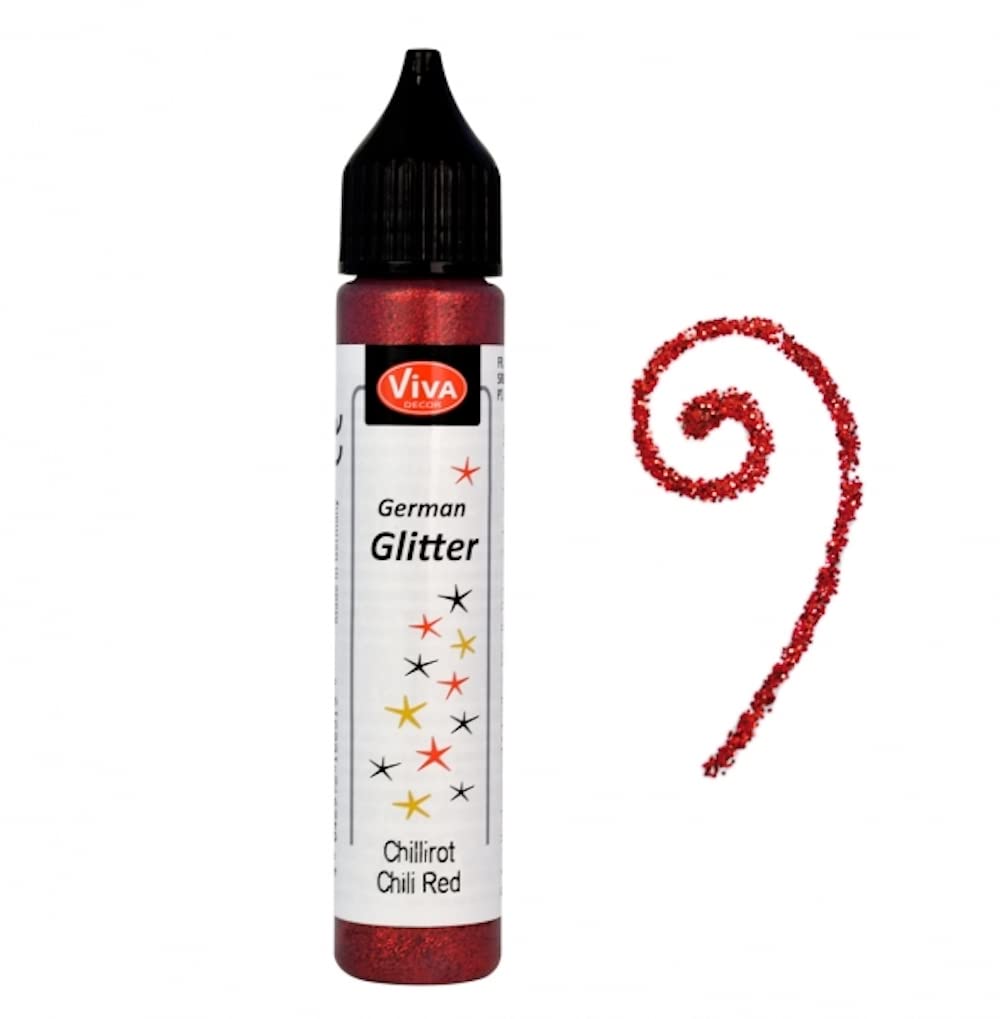 Viva Decor German Glitter, 12 x 2.1 x 2.1 cm, Red