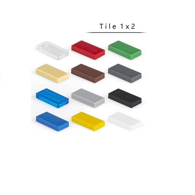 Classic Tiles Block Bulk, Brown Tiles 1X2, Building Tiles Flat 100 Piece, Compatible With Lego Parts And Pieces: 1X2 Brown Tiles(Color:Brown)