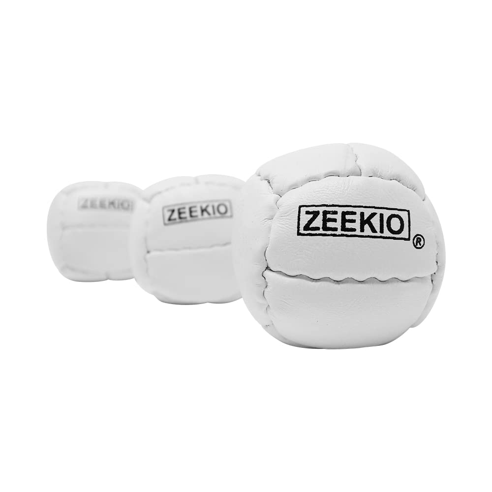 Zeekio Galaxy Juggling Balls - enhanced 12 Panel Genuine Leather Balls - 130g - 67mm - Pack of 3 (White)