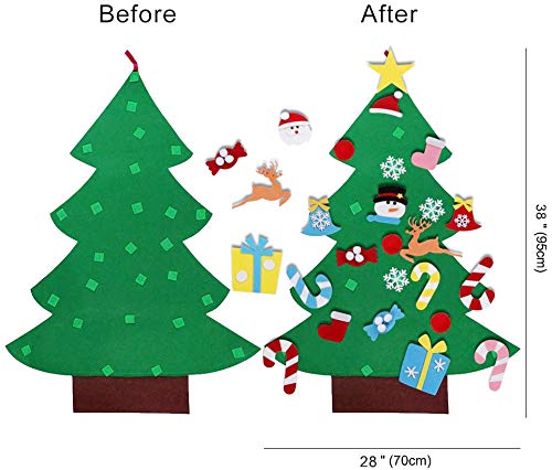 Ourwarm Diy Felt Christmas Tree With Ornaments, 3Ft Felt Christmas Tree For Kids, Xmas Gifts And Christmas Door Wall Hanging Decor