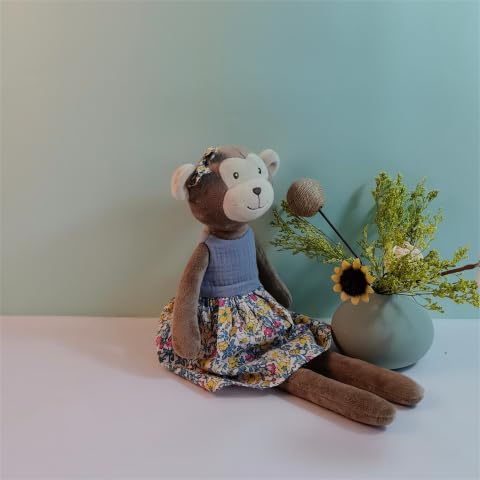 Mikee Fluffie Monkey Stuffed Animals For Girls,15.7'' Girl Monkey Plush With Skirt,Cute Stuffed Animal For Girls As Birthday, Ea