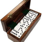 Marion Domino Double Six White Jumbo Tournament Professional Size With Spinners In Dovetail Sheesham Wood Box.