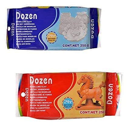 Ekta Stationery ? Modelling Clay Air Hardening 250 Grams (250G, White1,Brown1, 1)