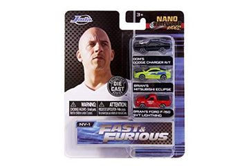Fast & Furious 1.65'' Nano 3-Pack Die-cast Cars, Toys for Kids and Adults