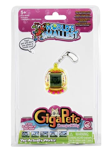 World's Smallest GigaPets Miniature Virtual Pet Assortment, Interactive CompuKitty & PixelPuppy, Multi-Color, Model 5302