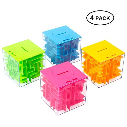 4PACK Money Maze Puzzle Box  Twister.CK Unique Money Gift Holder Box  Fun Maze Puzzle Games for Kids and mature-themed Birthday Christmas.