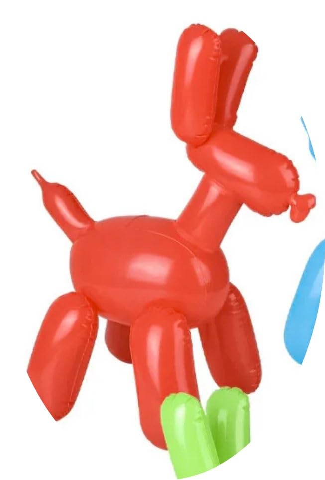 Inflatable Balloon Dog, 24 Inch Vinyl Decorations, Toys Pool Colorful Photo Prop (Red, Single Balloon Dog)