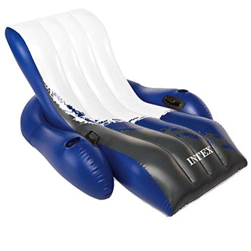 Intex Inflatable Lounge Pool Recliner Lounger Chair With Cup Holders - Heavy-Duty Float Raft For Adults, 220 Lb Capacity Large Floating Tanning Chair