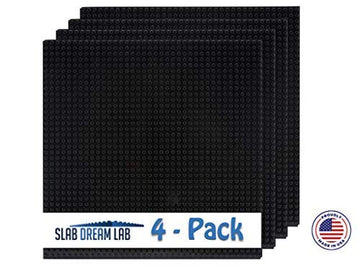 Slabdreamlab 12''X12'' Baseplate For All Major Building Bricks And Blocks (Black, 4-Pack)