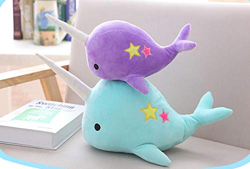 Casagood Cute Teal Narwhal Stuffed Animal Plush Toy Adorable Soft Whale Plushies Toys Stuffed Animals For Babieskids, Toddlers