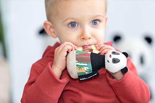 LES DÉGLINGOS Panda Plush Toy - Simply Rototos, One Size, Black & White, Polyester, Model 32128