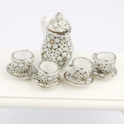 Nw 1 Set 15 Pieces 1:12 Ceramics Tea Cup Set Lovely Dollhouse Decoration Set Dollhouse Kitchen Accessories(#3)