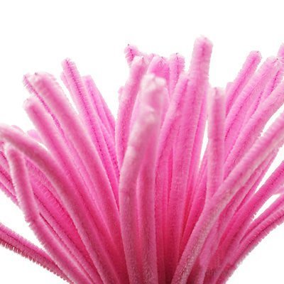 Carykon Super Fuzzy Chenille Stems Pipe Cleaners, Pack of 100 (Pink)