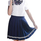 Beautifulfashionlife High Waist White Stripes Pleated Mini Skirts School Uniforms (4Xl,Navy Blue)