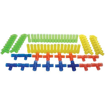 Constructive Playthings JTM-60 Translucent Pipe Builders Set, 80 pcs, Plastic, for 3D Structures & Light Tables, Ages 3+