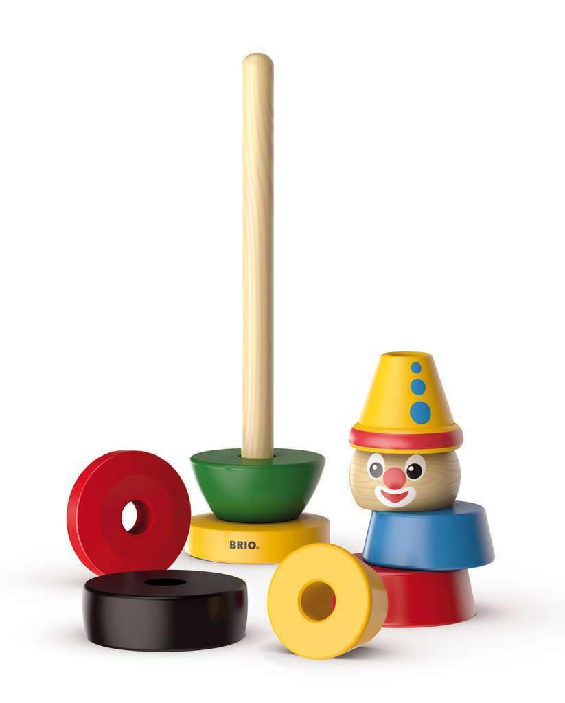 Brio Stacking Clown - 9 Piece Wooden Toy for Kids Ages 1+ - Multicolor - Model 30120