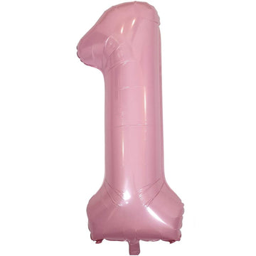 Diwuli Number Balloons 40 Inch Pastel Pink - Large Number 1 Balloon, Big Pink Balloons, Helium 1St Birthday Party Decorations Su