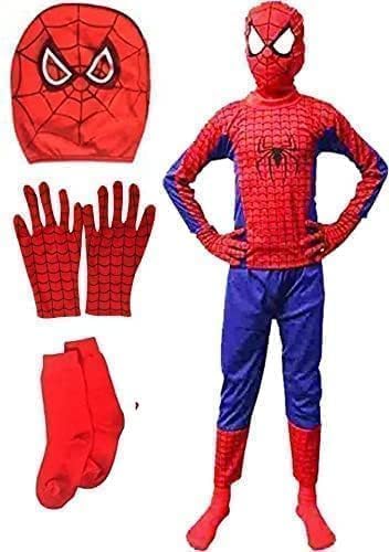 MODERNAZ Superhero costume for kids boys & girls | 4piece fancy dress Set with mask & gloves socks | birthday & halloween wear 