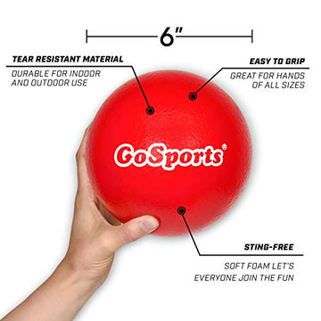 Gosports Soft Skin Foam Playground Dodgeballs - 6 Pack Set For Kids - Includes Mesh Carry Bag