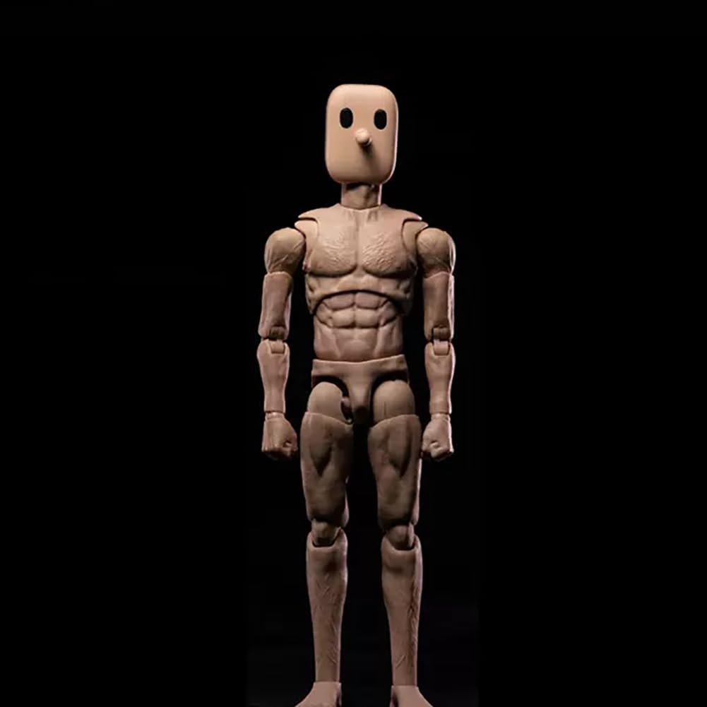 Souforce 1/12 Scale Wide Shoulder Male Action Figure 6In Flexible Notaman Square Head Male Figure Body Doll Miniature Figure Wit
