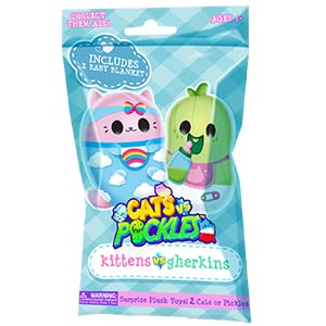 Kittens Vs Gherkins - Mystery Bag - Contains 1 Pair Of 3 Bean Filled Plushies Collect These As Stocking Stuffers, Fidget Toys Or