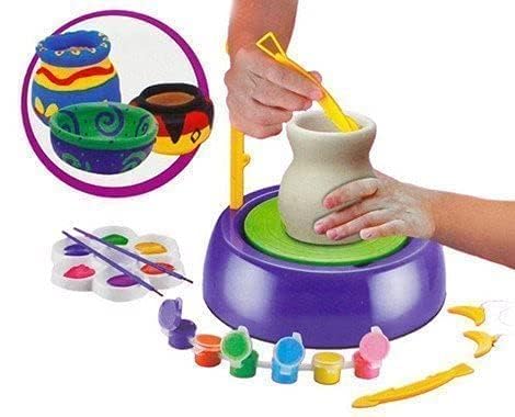 Tiudtoy Pottery Wheel Set | Clay Pot Making Machine Game With Colors And Stencils, Creative Educational Craft Toy Gift For Kids 