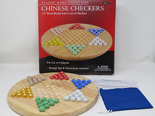 Classic Game Collection Chinese Checkers - Medium Multi-color Wood Set, Model H-7500