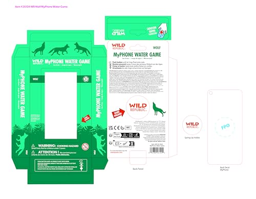Wild Republic My Phone Water Game Wolf Design, Gift For Kids, Great For Hours Of Independent Play, 8'