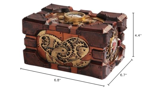 Ptc 7.75 Inch Steampunk Themed Pressure Gauge Box Statue Figurine