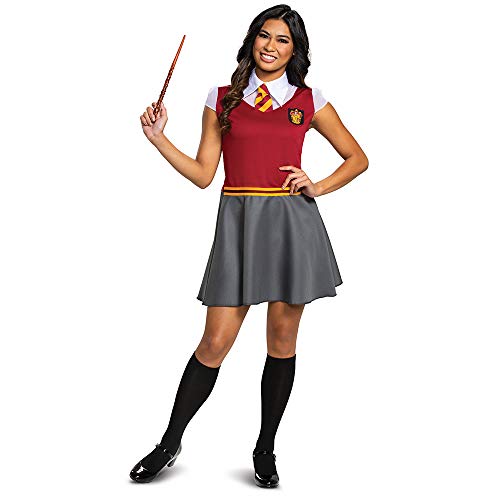 Disguise Gryffindor Dress Skirt, Official Wizarding World Costume Dress With Collar And Tie, Teen Size Size Junior (7-9), Red & Gray